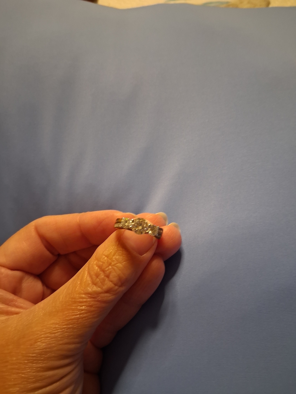 Silver Crystal Band Ring - Sparkling Accent